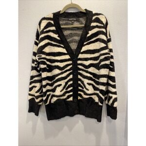 Motel Rocks Zebra Print Nylon Knit Cardigan Cozy Oversized Small‎